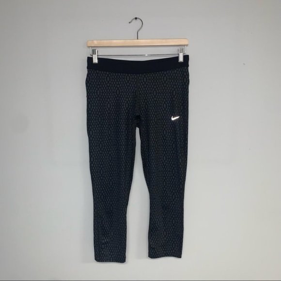 Nike Relay ‎ Leggings Run Fast Live Fearless Cropped Black Grey Polka Dot Size M - Picture 2 of 10